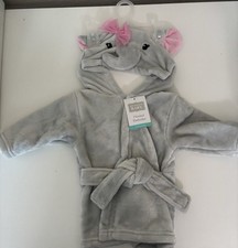 NEW Hudson Baby Robe Plush Pool and Beach Cover-ups Pretty Elephant 0-9 months