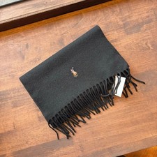 15493 - Polo Ralph Lauren Black Cashmere Scarf 50 Wool Women Vintage Limited Edi