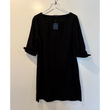 Lands End Womens Black Shift Dress Roll Sleeve Size 14 NWT