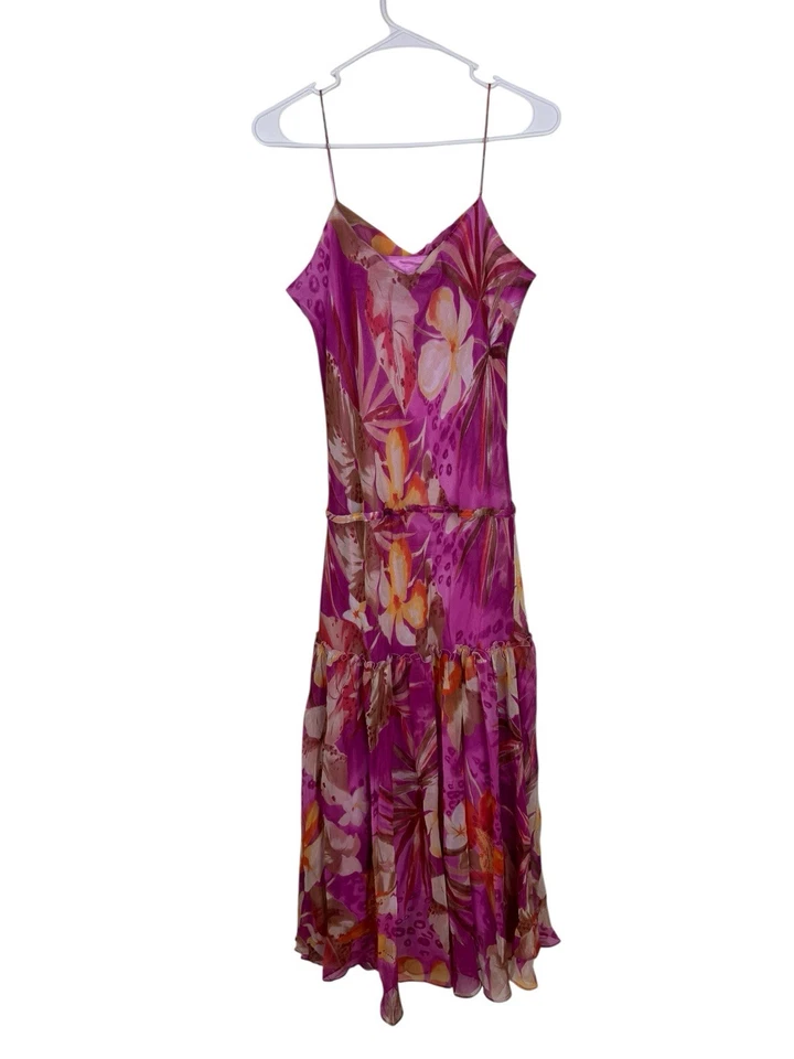 Y2K Newport News Silk Floral Tiered Maxi Dress Silk Womens Size Large - Image 2 of 4