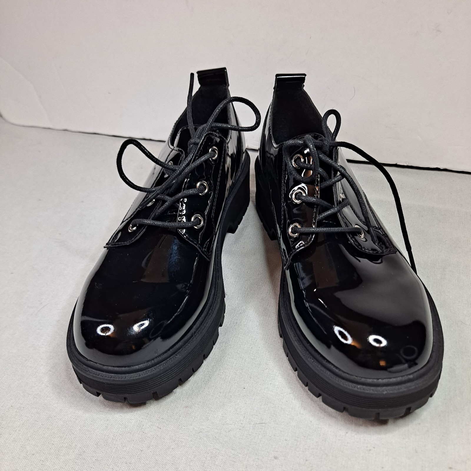 SAOLA Forever Chief 61 Oxford donna 8 nero vernice ecopelle suola a strappo plateau