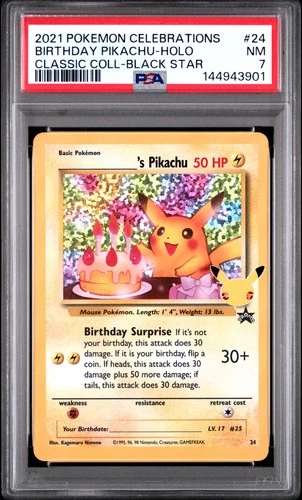 Birthday Pikachu Holo 24 Celebrations Classic Collection Pokemon PSA 7 *901