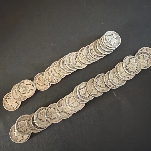18-1936, 29-1937 Silver Mercury Dimes. Lot Of 47