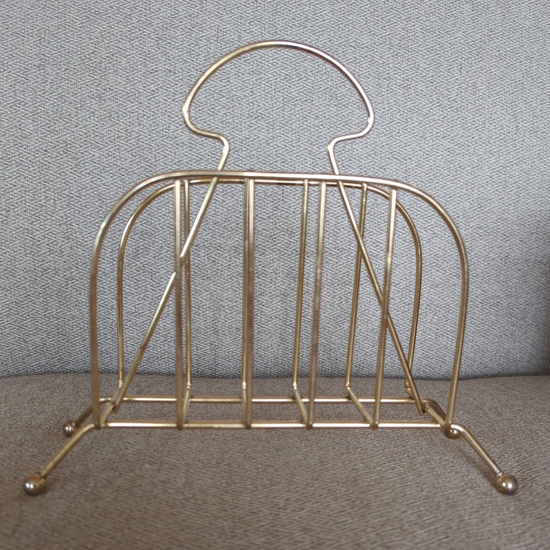 Vintage MCM Gold Tone Metal Napkin/Letter Holder - Mushroom Shaped Handle