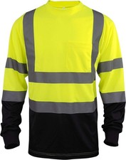 Safety T Shirt for Men, Class 3, Reflective, Black, High Visibility
