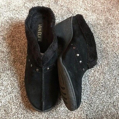Van Eli Black Heeled Clog Fleece Lined Shoes Womens Size 8M