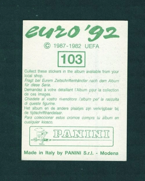 PAUL GASCOIGNE - Panini Euro '92 #103 England - Image 2 of 2