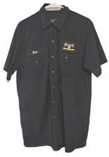 Blue, Large Short Sleeve Work Shirt Cintas Comfort Flex Checkered Flag
