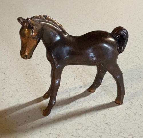 Vintage Cast Metal Copper Foal Horse Figurine Paperweight Equestrian Decor