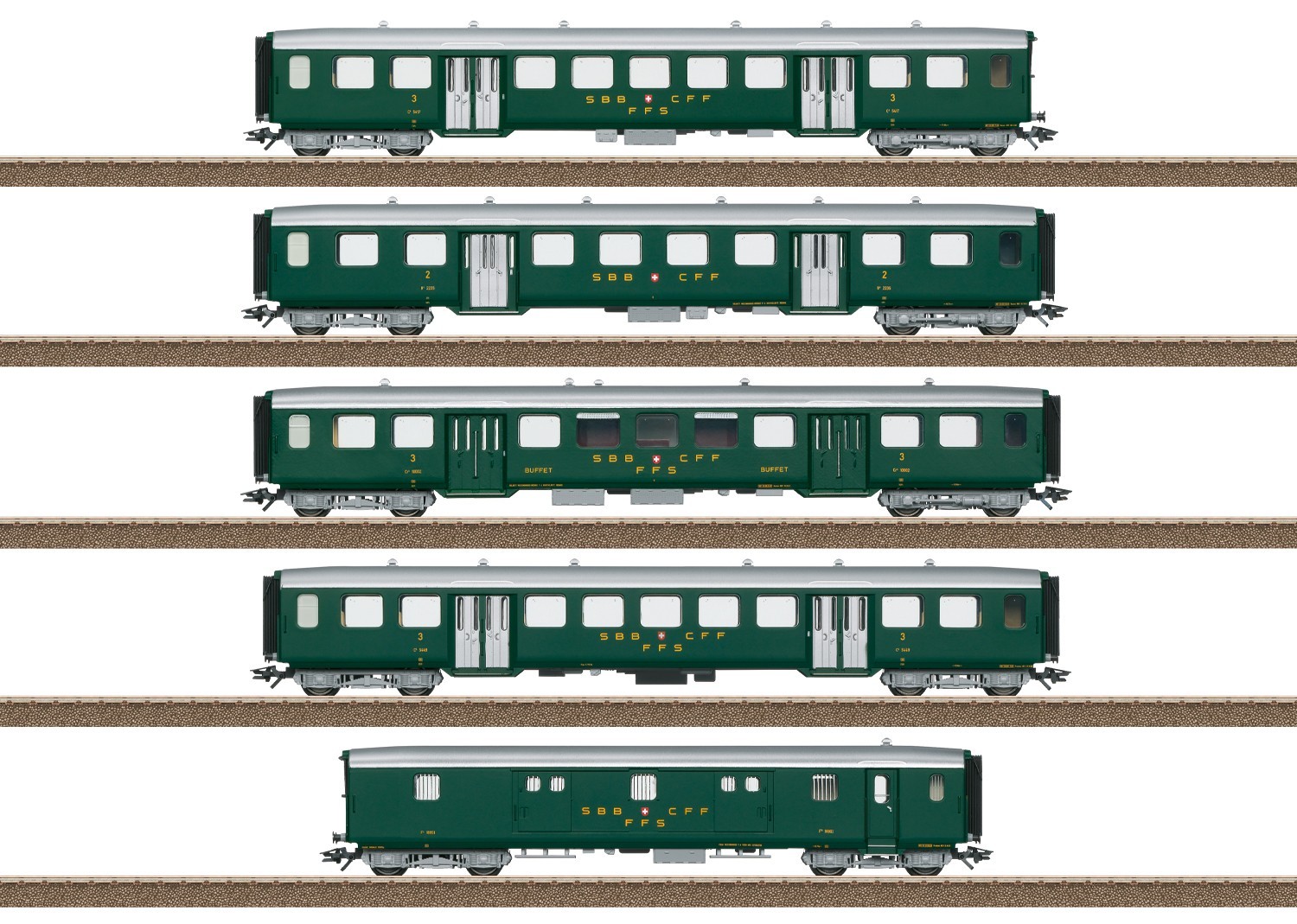 Trix H0 23134 Leichtstahlwagen-Set zur Ae 3/6 I der SBB Neu/OVP