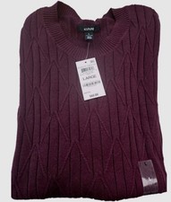  60 Alfani Men's Crew Neck Pullover Geo-Stich Sweater Cotton Burgundy, L