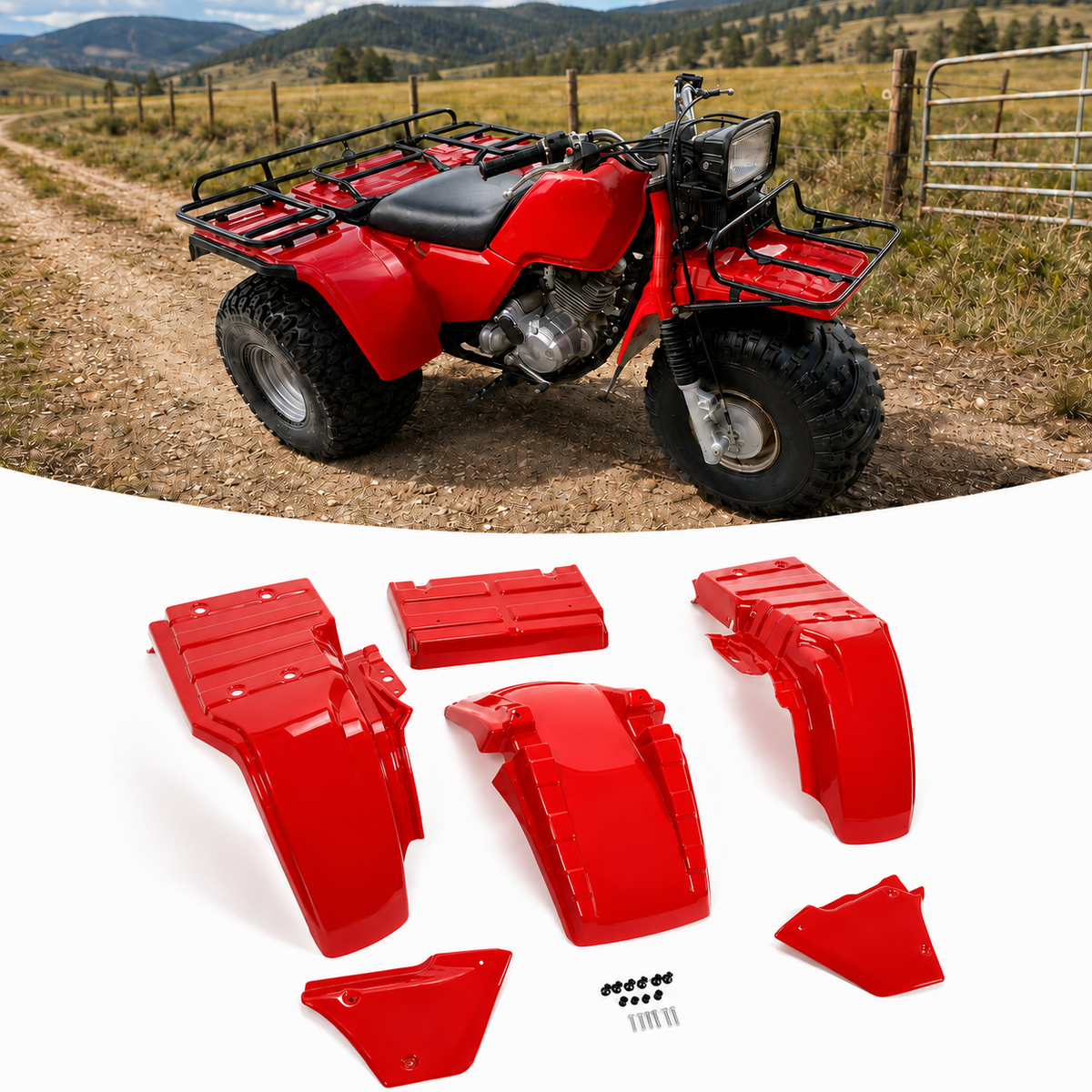 NEW FOR HONDA ATC250ES BIG RED 1985-1987 COMPLETE PLASTIC FENDER