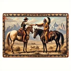 Vintage Western Cowboy Indian Chief Tin Metal Signs Home Décor 8x12