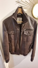 Full Circle Small Men Brown Leather Bomber Jacket 