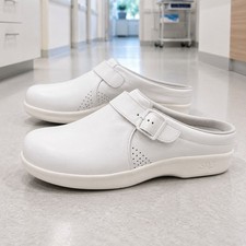 SAS Women’s Size 10 N White Clogs San Antonio Leather Buckle Shoes Made in USA