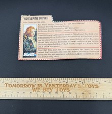 Vintage 1983 GI Joe Wolverine Driver COVER GIRL File Card ARAH Hasbro