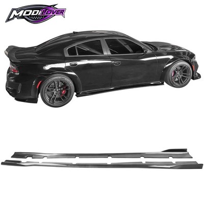 For 20-23 Charger SRT Widebody PP Side Skirts Diffuser Lips Carbon Fiber Print
