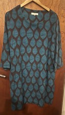 SEASALT FOWEY DOCKS TUNIC WAVY BLOCK LEAF ARTY DRESS BLUE SIZE 20