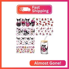6 Sheets UV DTF Cup Wraps Transfer Stickers for Glass, Cartoon Cup Wraps Decal S