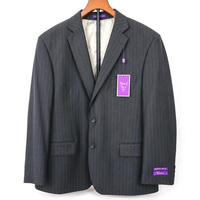 Vinci Super 150 s Mens Blazer Sport Coat 52R Charcoal Pinstripe Italy Zegna