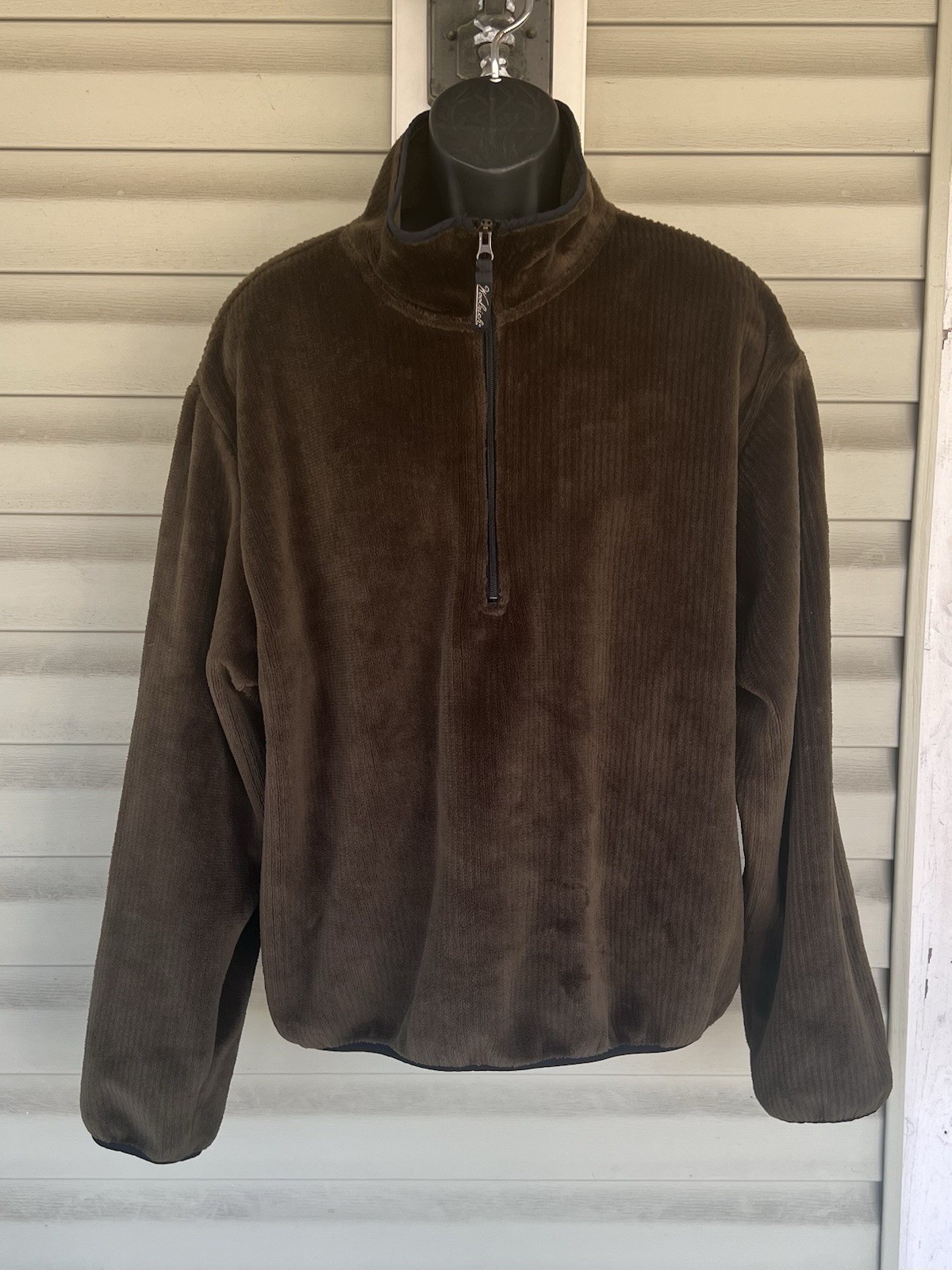 Vintage Woolrich Ribbed Fleece 1/4 Zip Pullover Men Sz XL Army Green Made in USA