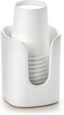White, Countertop Cup, 5 oz Ceramic Bathroom Cup Dispenser