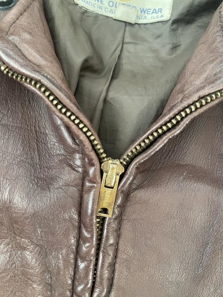 Chaqueta de bombardero de vuelo de cuero Golden Bear 42 A2 de colección lana LT piloto hecha en EE. UU. Foto 2 de 4