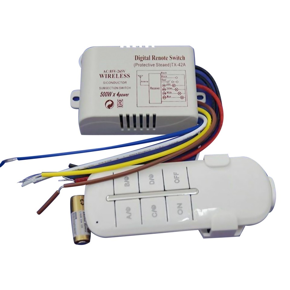 4 Way Light Lamp Digital Wireless Remote Controller Switch ON/OFF 110 ...
