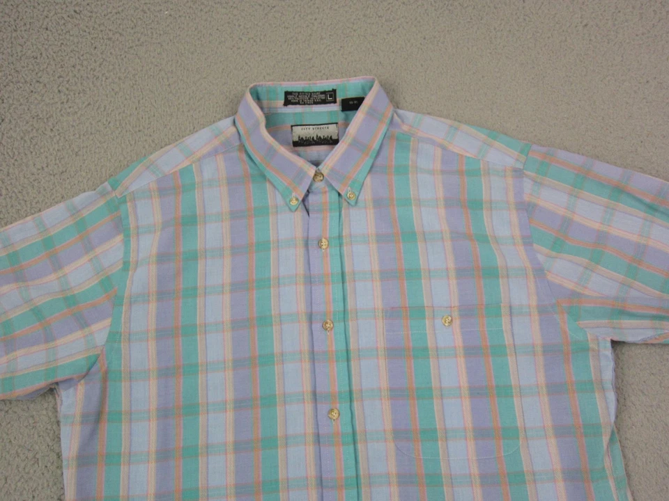 Camisa De Colección City Streets Para Hombre Grande Azul Rosa A Cuadros Años 80 Colorido Pastel Foto 2 de 4