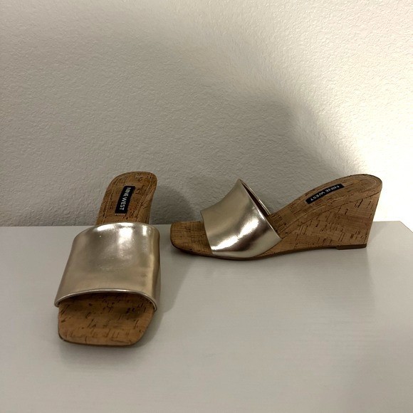Nine West Gold Slide Wedge Sandals -Women’s US6