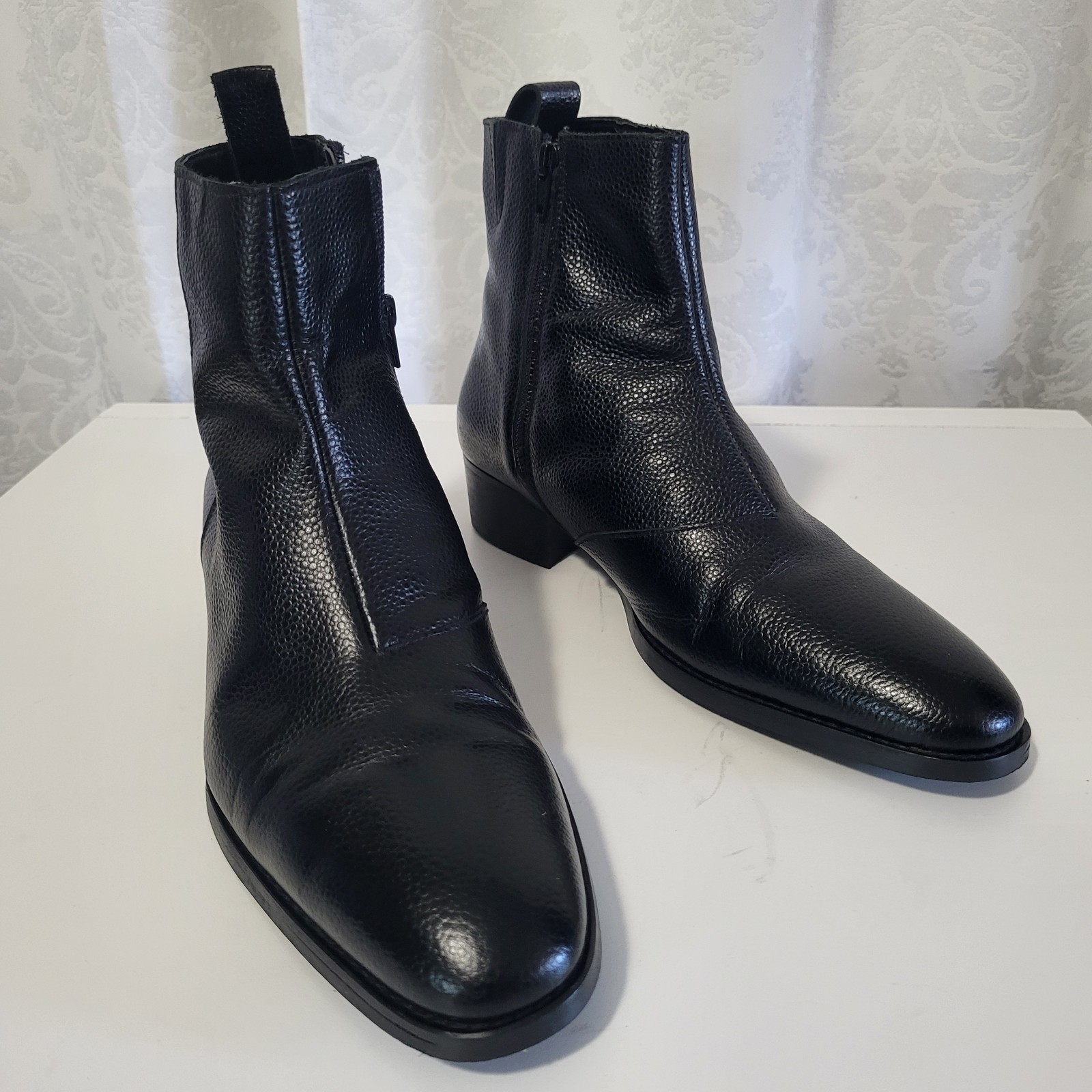 's Leather Classic Chukka Ankle Dress Boots Sz 8 Black Spain