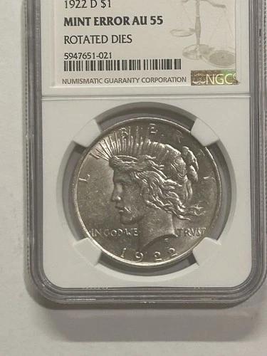 1922-D Peace Dollar NGC  AU 55 Rotated Dies