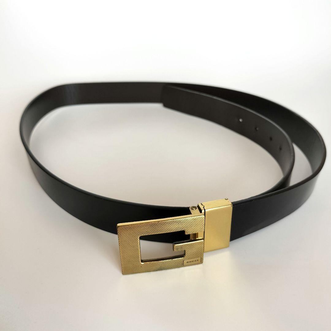 GUCCI 90704 Black Leather Belt 107-114.5cm Waist Size 44