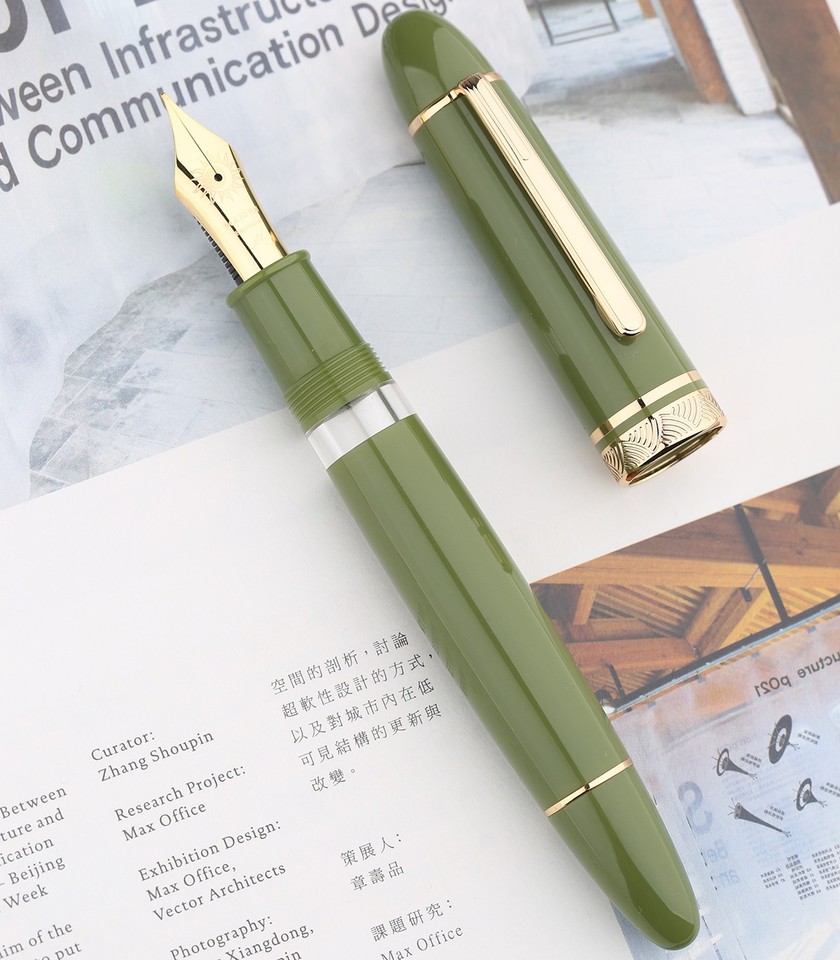 erofa Majohn P141 Zuiger Vulpen NO.8 Fijne Penpunt, Zwarte Hars met Inkt Venster Schrijven Gift Pen met Doos, Zilveren Trim