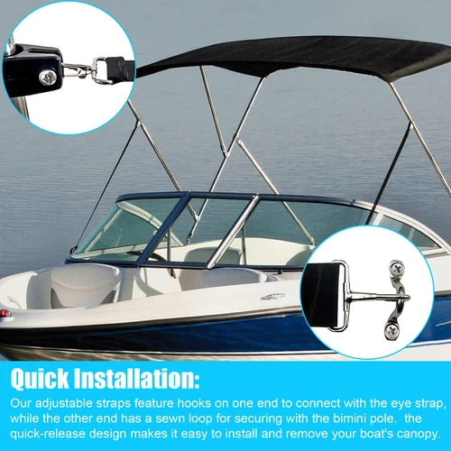 4 PIEZAS 28" a 60" correas de amarre superior para bimini con gancho a presión de bucle CALIENTE - Imagen 10 de 21