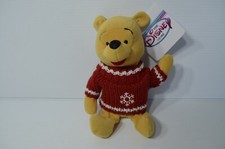 Disney Store Winnie The Pooh "SNOWFLAKE SWEATER" 8" Beanbag Plush NWT