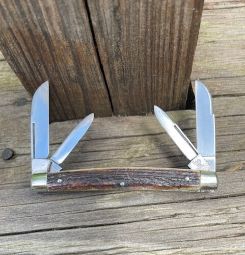RARE VINTAGE GUTMAN HEN AND ROOSTER STAG CONGRESS KNIFE NEAR MINT
