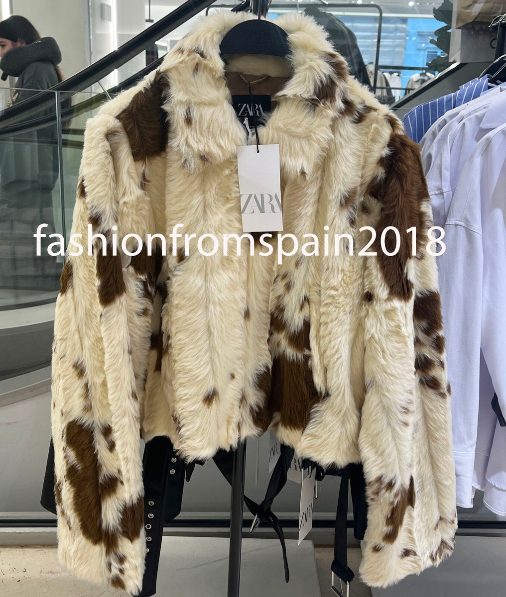 ZARA NEW WOMAN SHORT ANIMAL PRINT FAUX FUR JACKET XS-XXL