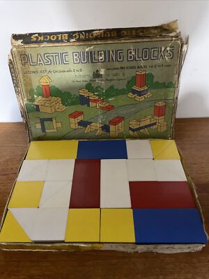 Vintage 1940er Tschad Tal Kunststoff Bausteine wie im V&A Museum zu sehen