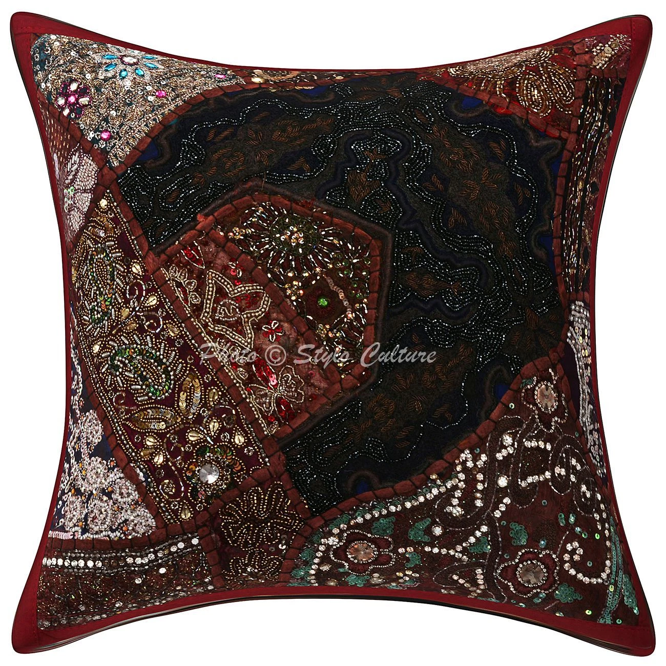 Handwoven Home Decor Cushion Boho Beaded Throw Pillow Cover Case Meditation