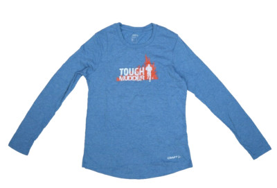 Tough Mudder Craft Running Race Long Sleeve Soft Blue Graphic T-Shirt Womens L
