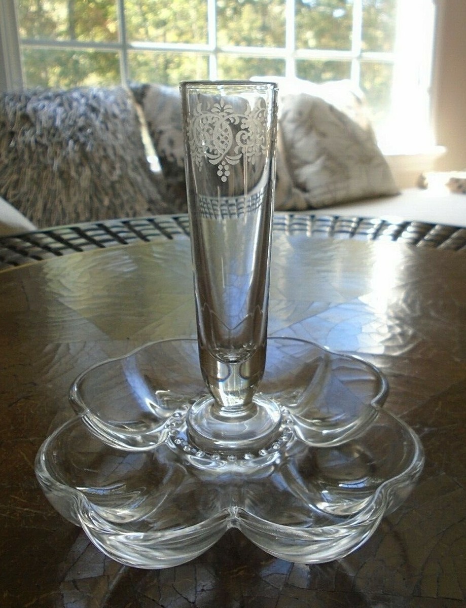 Vintage Hoya Crystal Tokyo Flower Shaped Saucer Plate & Fluted