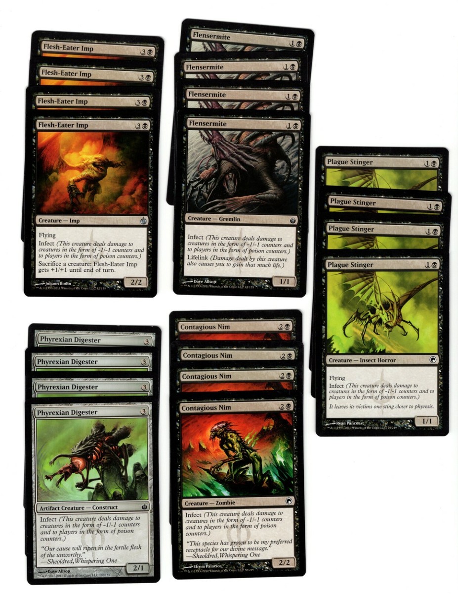 mtg black infect cards Mono Black Infect 60 Card MTG Deck-Rares-Magic the Gathering-poison-counters