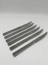 Mid Century Vintage Steak Knife Set Italy Stainless Steel Kitchen Cutlery (6)
