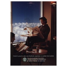 1999 United Airlines: Starbucks Experience to Another Level Vintage Print Ad