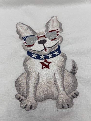 Kitchen Tea Dish Hand Towel French Bulldog Embroidered Patriotic Red White Blue - Picture 8 of 17