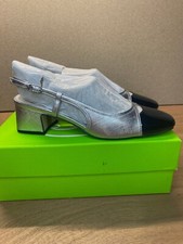 Sam Edelman Women's Tarra Slingback Heels US 6.5M Silver/Black