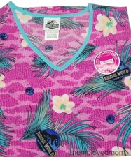 Dinosaur Scrub Top Jurassic World Women's Stretch Shirt Soft Medical Uniform MD