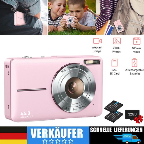 Digitalkamera Fotokamera Kompaktkamera 44MP 1080P Fotoapparat 16X Zoom 32GBKarte