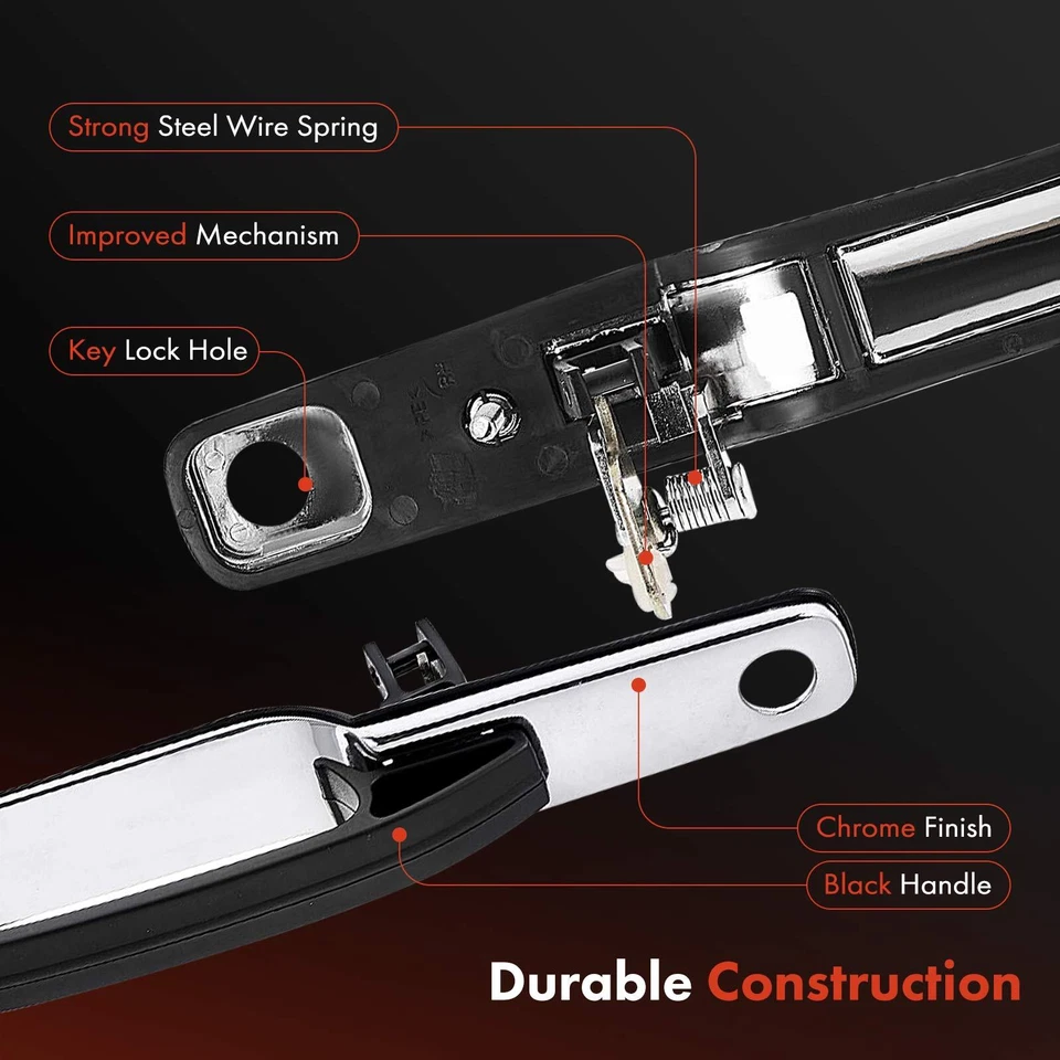 2x Manija de puerta exterior delantera derecha y derecha cromada + cuero para Lincoln Town Car 90-97 Foto 4 de 4